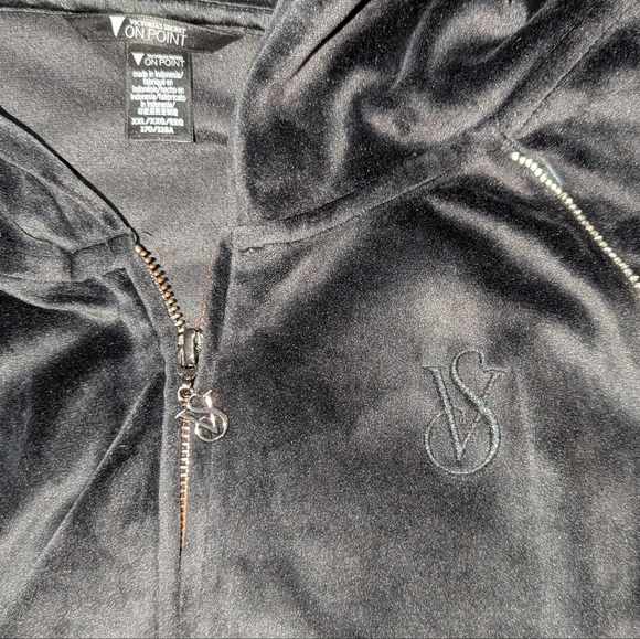 Victoria's Secret On Point Velour Rhinestone Full Zip Hoodie Black Women's XXL - Picture 6 of 7
